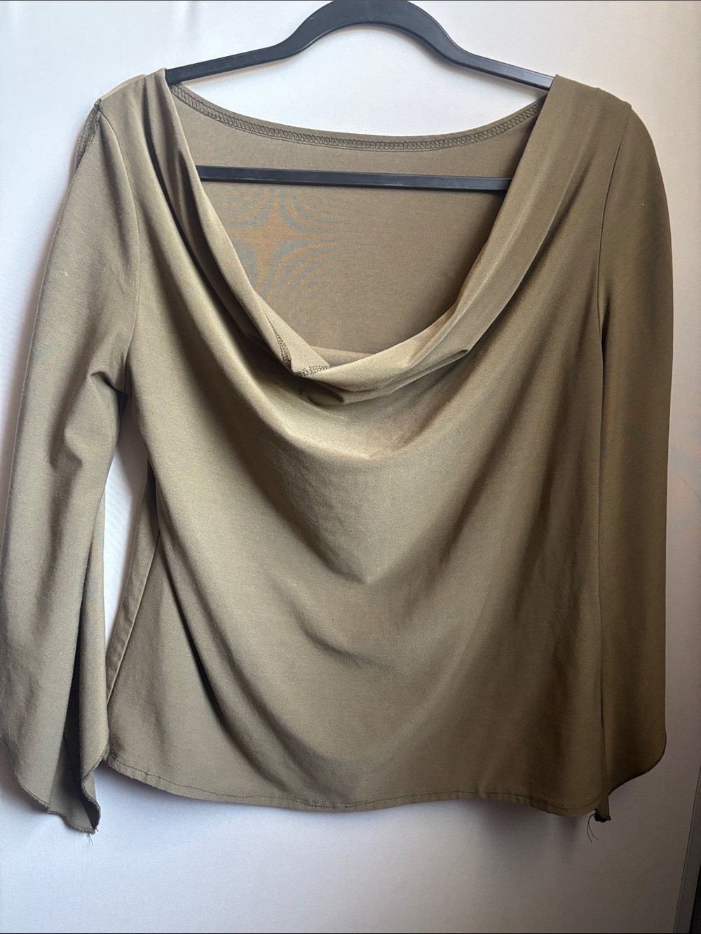 Women’s Cowl Neck Long Sleeve Top - Olive Large